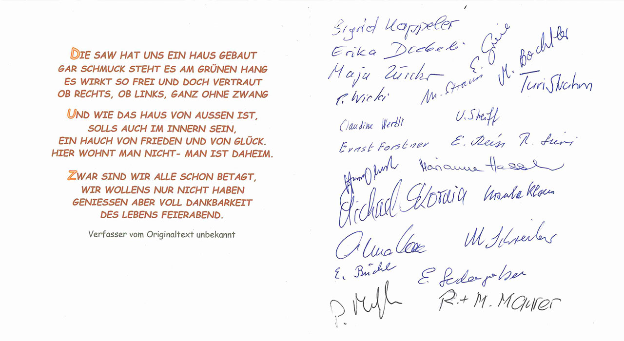 Mit dieser liebevollen Karte haben sich die Mietenden der SAW-Siedlung Helen Keller für ihr Wunschbox-Geschenk bedankt. Bild: SAW