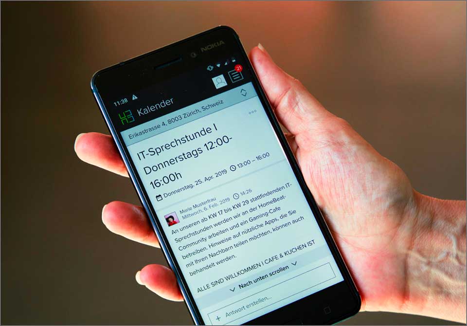 Mit der Vernetzungs-App «HomeBeat» können Störungsmeldungen an die SAW geschickt und Nachrichten unter den Mieter*innen ausgetauscht werden.