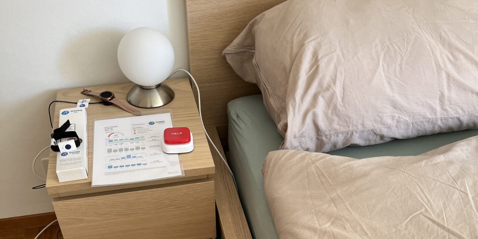 Beispiel Schlafzimmer: Der Notfallkopf kann überall hingelegt werden.